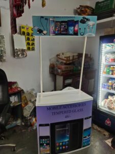 Product Sampling Demo Table with Promoters at a Supermarket