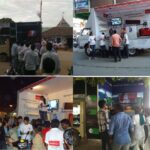 Road Shows engaging with an audience in a crowded market to promote a brand