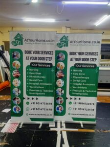 Branded Roll-Up Banner Stand at a corporate conference.