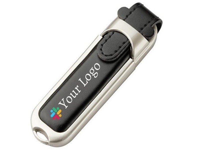 USB pen drives with laser-engraved logo.