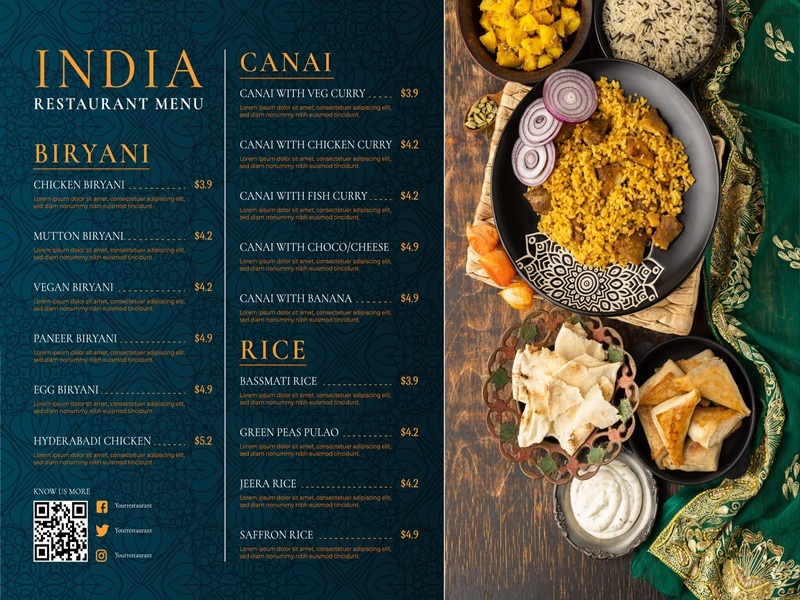 Takeaway menu cards with compact fold-able design