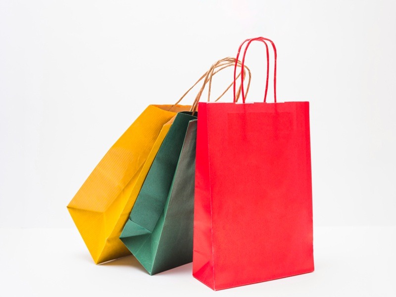 Large shopping paper bags for retail store branding