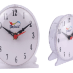 Table Clocks Custom-branded plastic table clocks with company logo.